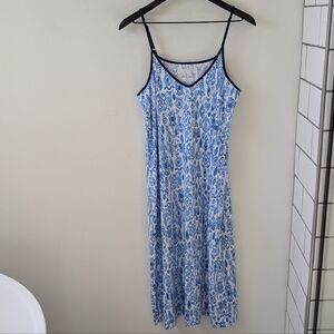 THE CAT'S PAJAMAS Women's Blue White Ikat Pima Cotton Modal Nightgown XL
